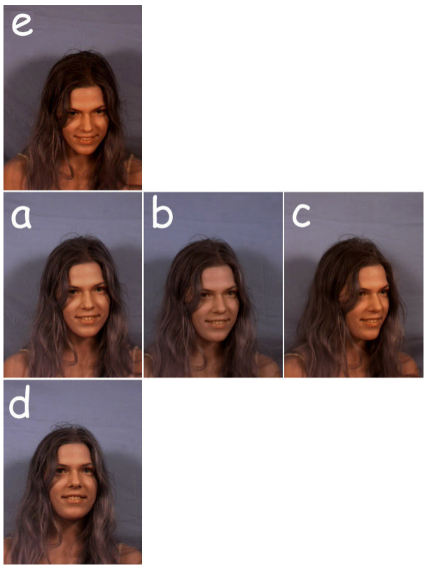 Images of woman from MUCT database captured using 5 cameras simultaneously