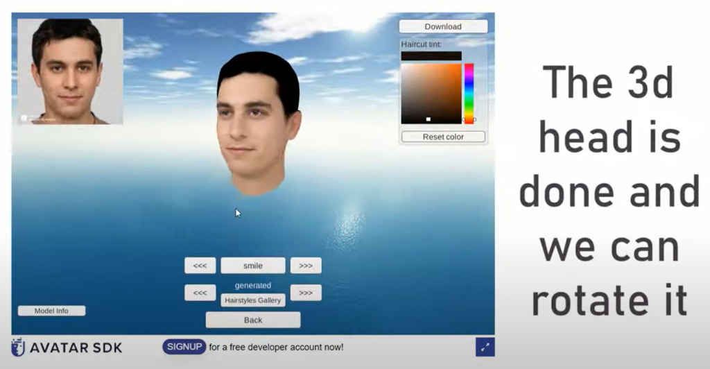 A 2D photo turned into a 3D sculpture with Avatar SDK to fool a passive liveness system