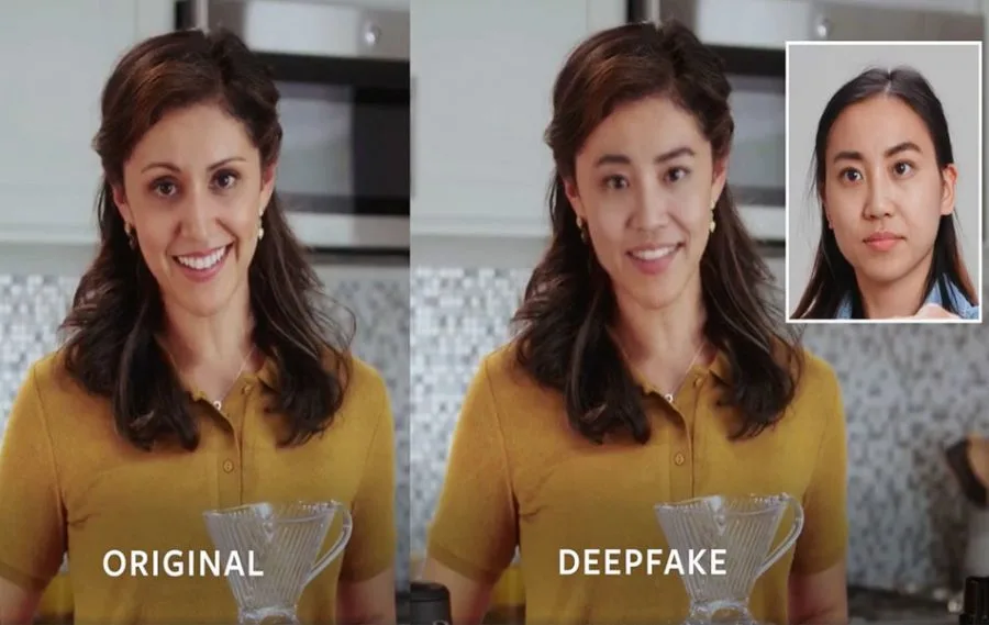 An original video and video using face manipulation