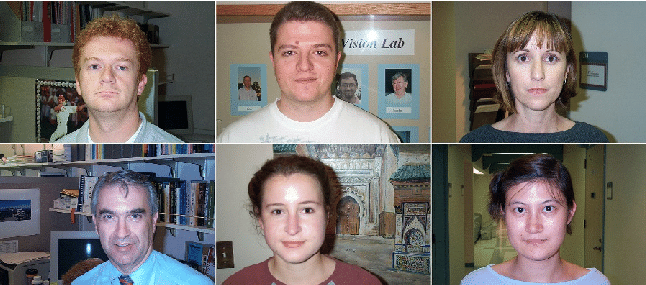 Images of men and women in different backgrounds and lighting from the Caltech database