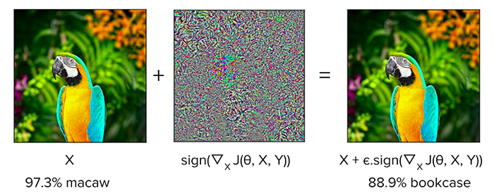 Example of FGSM implemented with noise addition to the target visual data