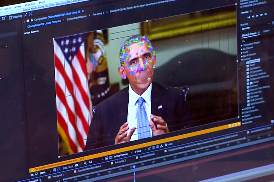 Facial mapping technique used for creating a deepfake