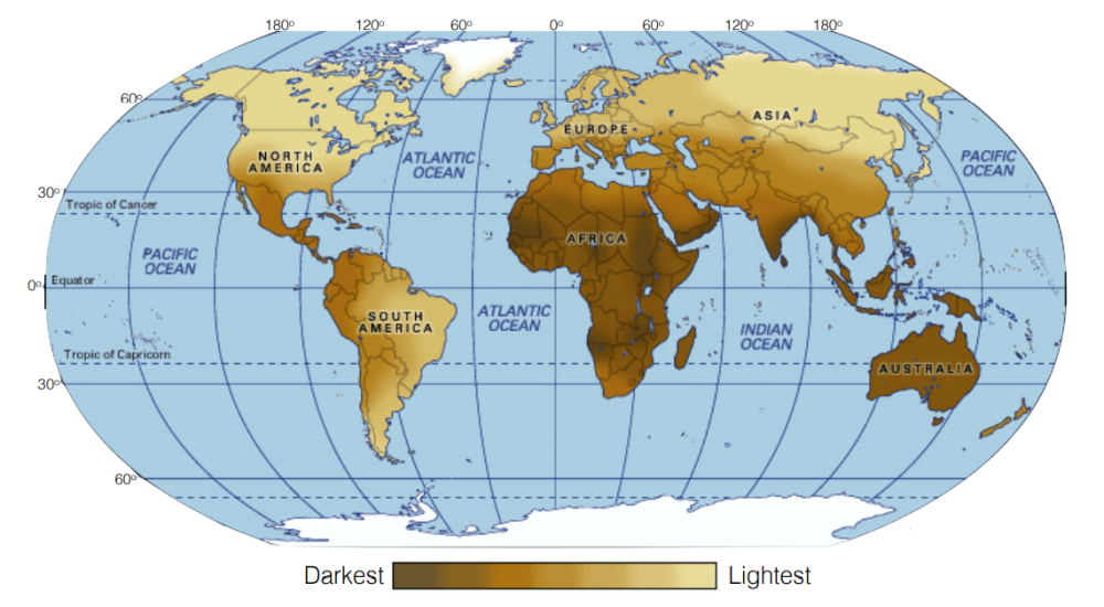Global distribution of skin color (Encyclopaedia Britannica)