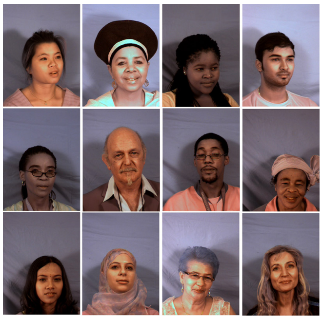 Images of men and women against background from MUCT database