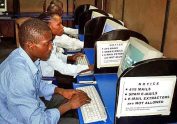 A Nigerian internet café warning its visitors not to perform a ‘419 email’ scam