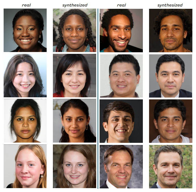 Sample of real and fake faces used in a Berkley experiment