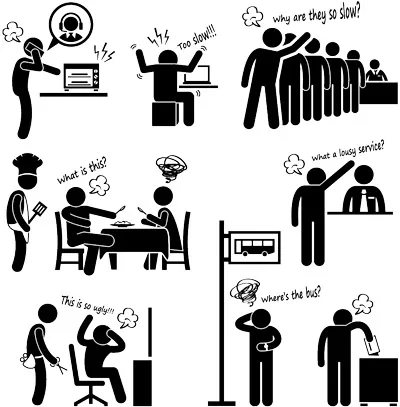 Customers angry at slow service in IT, service industry, offices, and transportation