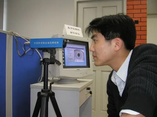 Man providing his eye/iris sample for the CASIA-Iris-Interval dataset used for anti-spoofing testing