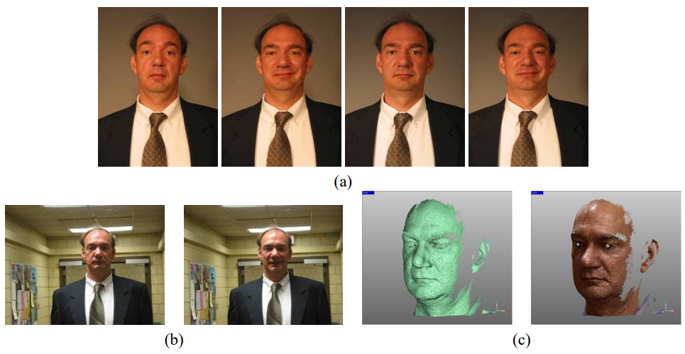 Static and 3D images of a man in the FRGC dataset