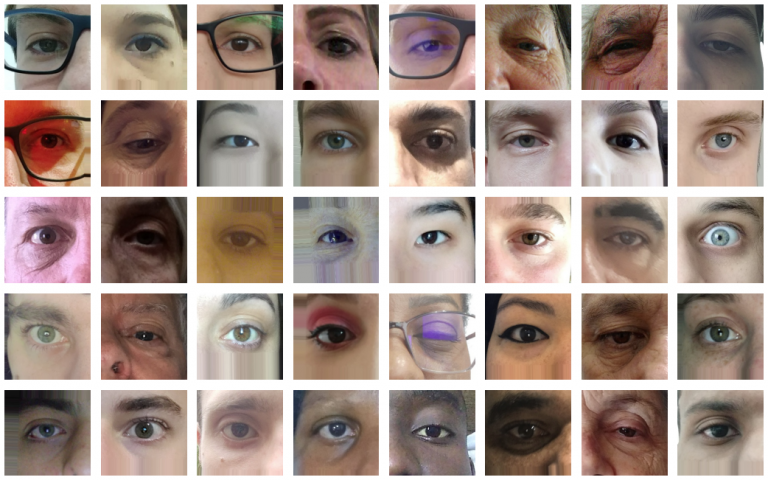 Samples of human irises in the UFPR-Periocular dataset used for liveness detection training