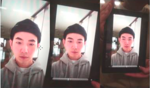 A video replay attack using a man's video played on a smart device is shown to a camera