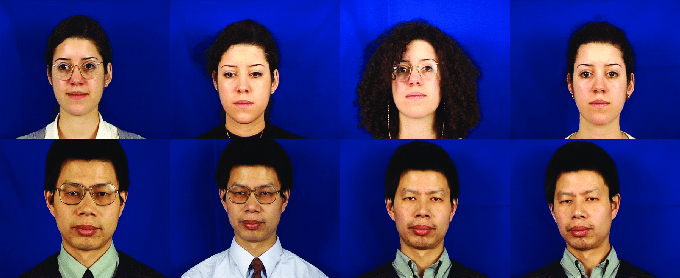 XM2VTS dataset has images of men and women against blue background